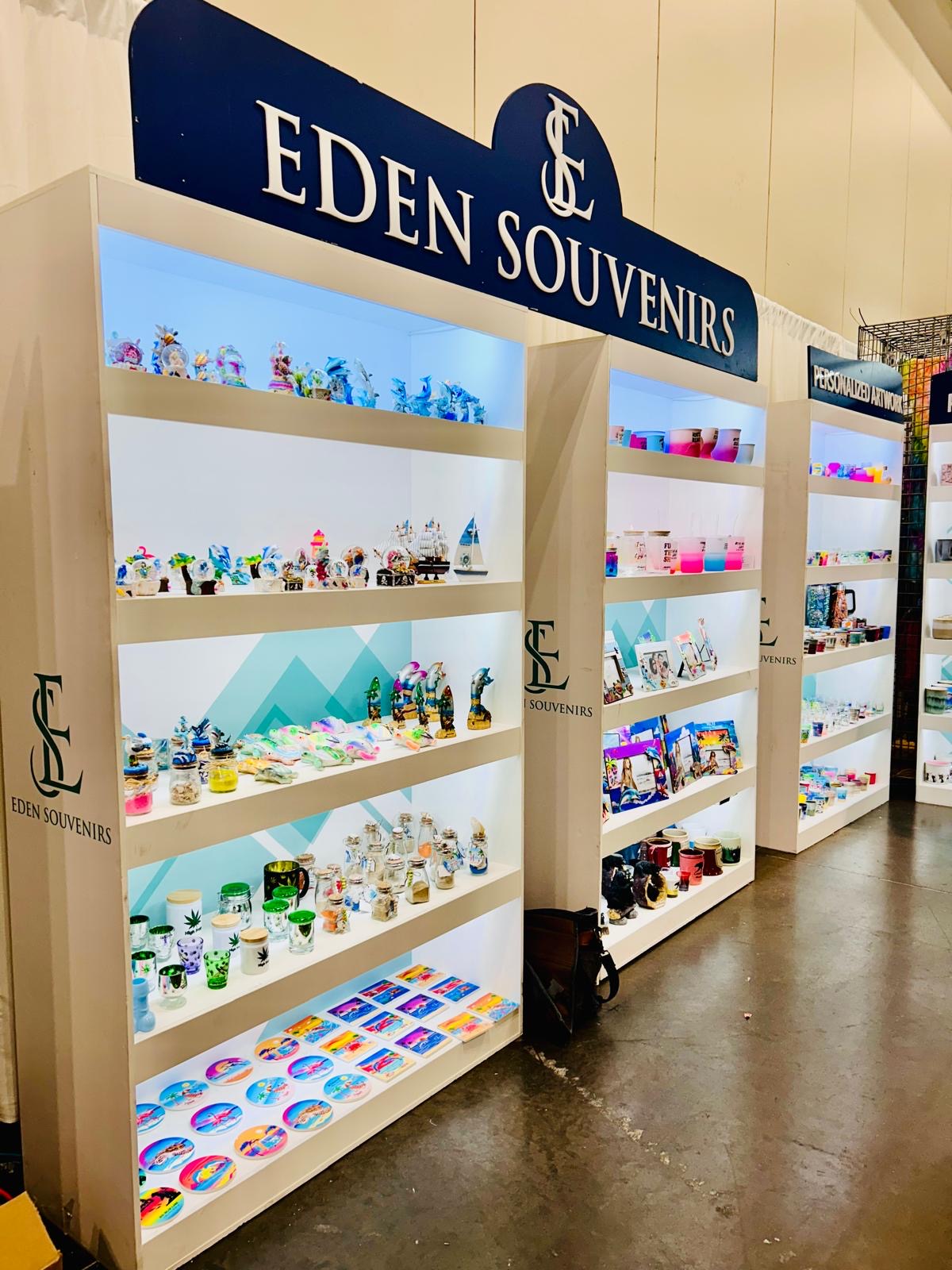 Eden Souvenirs booth display shelving
